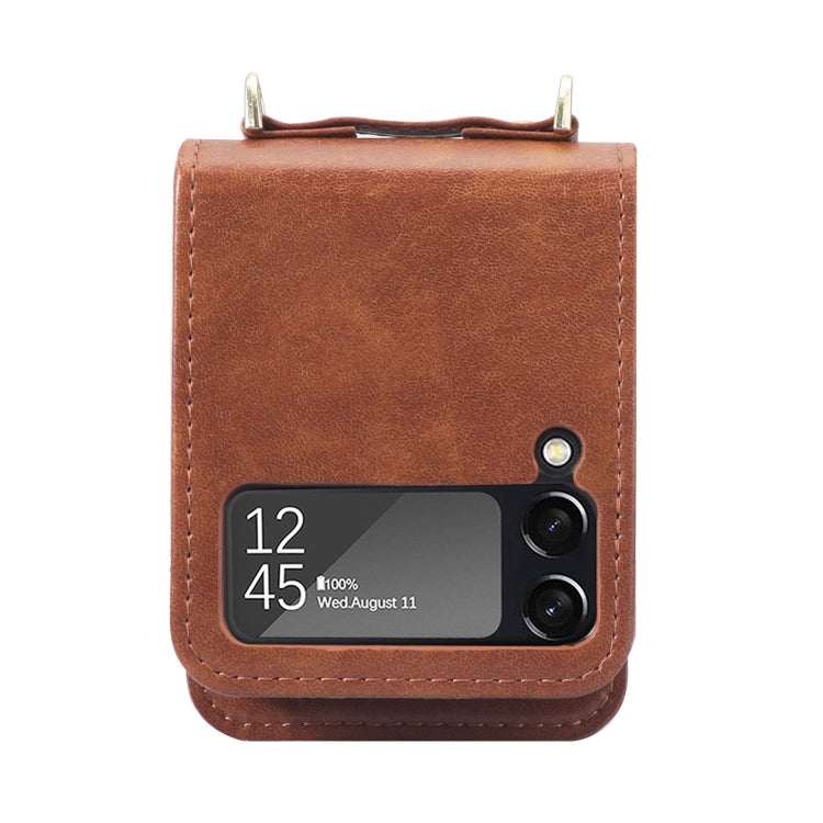For Samsung Galaxy Z Filp4 5G Lanyard Folding Leather Phone Case