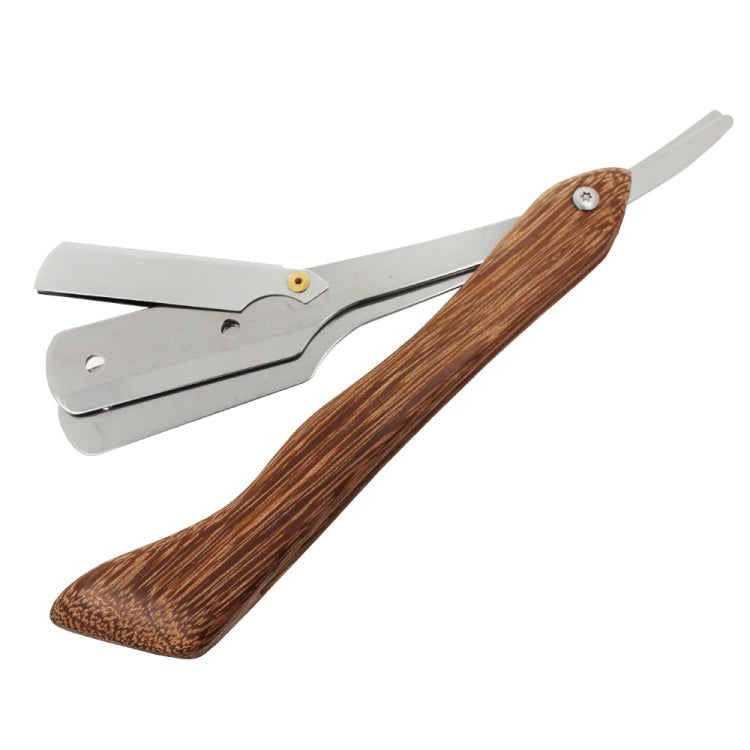H-11 Men Replaceable Blade Stainless Steel Straight Folding Edge Shaving Razor(Bamboo Texture White Blade Holder)