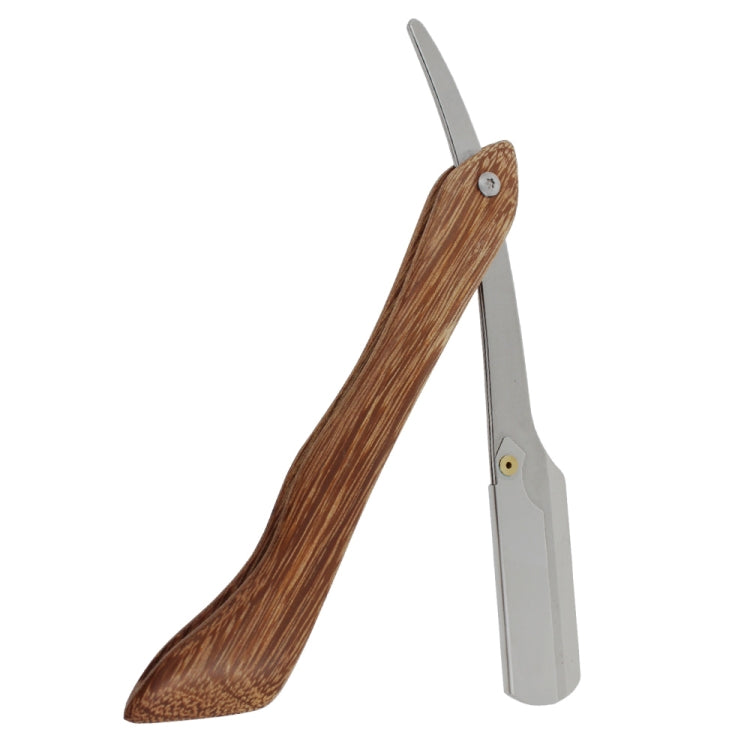 H-11 Men Replaceable Blade Stainless Steel Straight Folding Edge Shaving Razor(Bamboo Texture White Blade Holder)