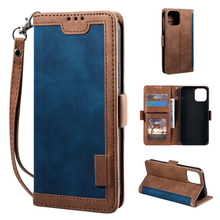 For iPhone 14 Plus Retro Splicing Leather Phone Case