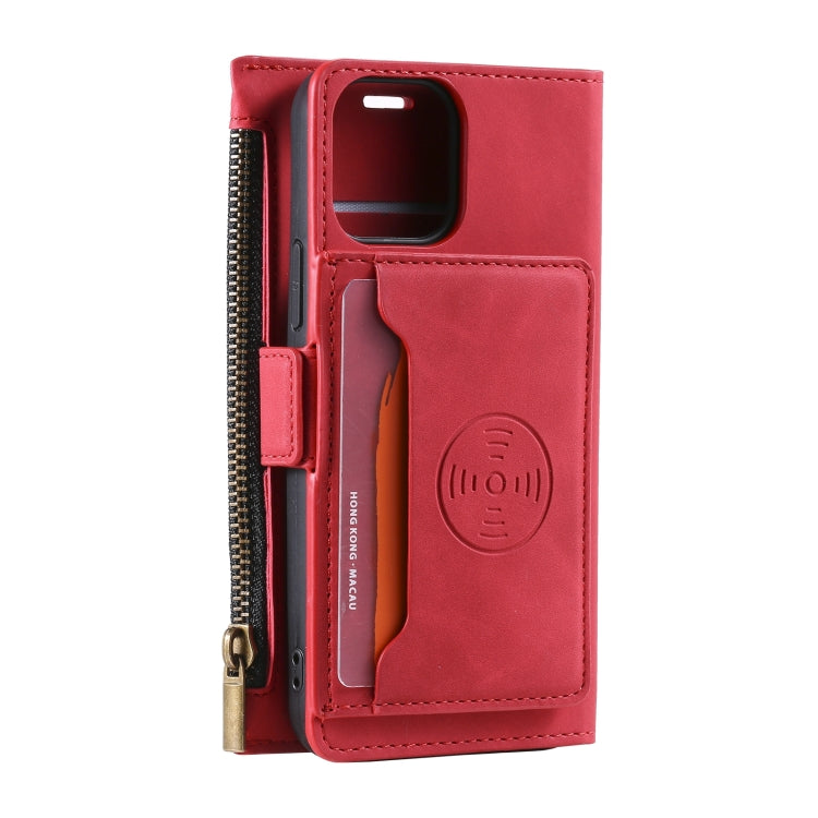 For iPhone 14 Pro Max Zipper Card Leather Phone Case