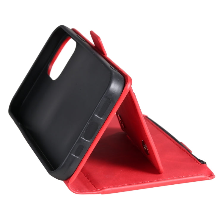 For iPhone 14 Pro Max Zipper Card Leather Phone Case
