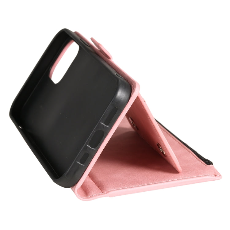 For iPhone 14 Pro Max Zipper Card Leather Phone Case