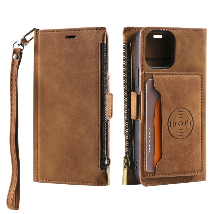For iPhone 14 Zipper Card Leather Phone Case