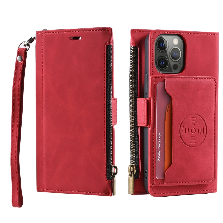 For iPhone 14 Plus Zipper Card Leather Phone Case
