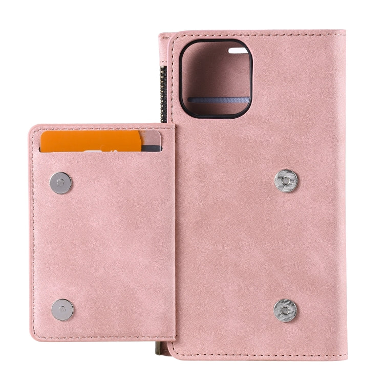 For iPhone 14 Plus Zipper Card Leather Phone Case