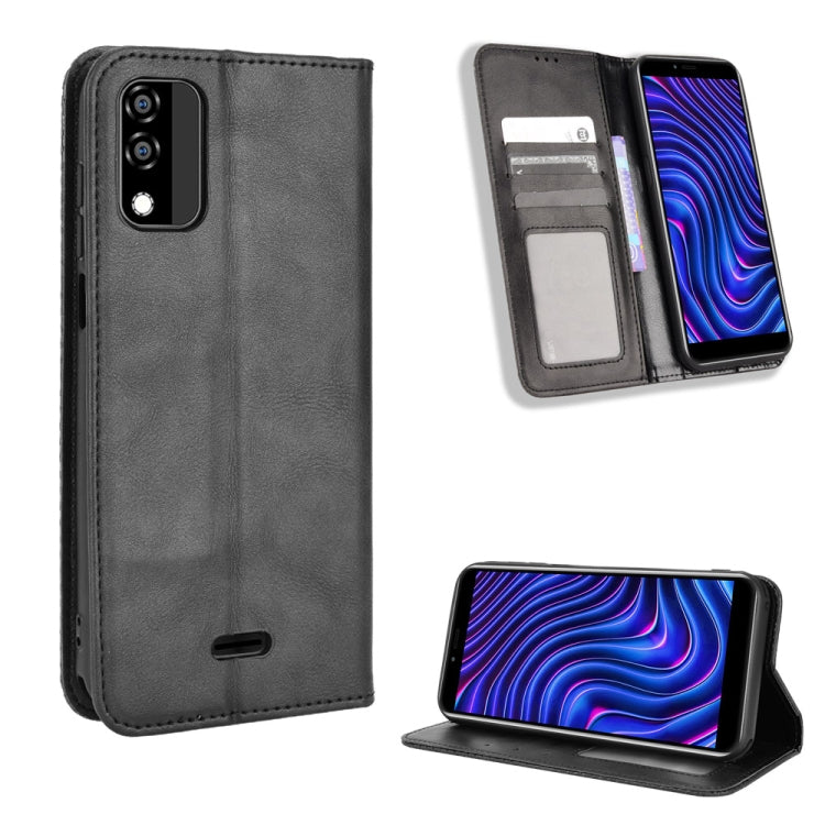 For BLU C5 Max 2022 Magnetic Buckle Retro Texture Leather Phone Case