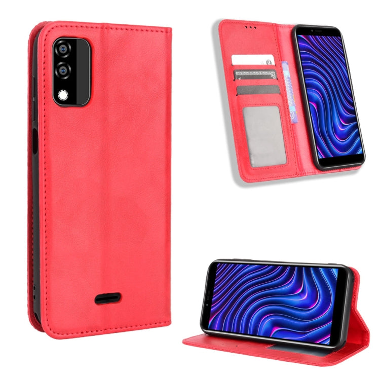 For BLU C5 Max 2022 Magnetic Buckle Retro Texture Leather Phone Case