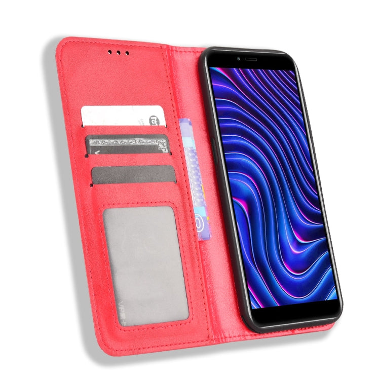 For BLU C5 Max 2022 Magnetic Buckle Retro Texture Leather Phone Case