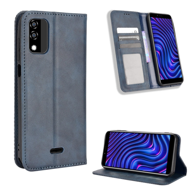 For BLU C5 Max 2022 Magnetic Buckle Retro Texture Leather Phone Case