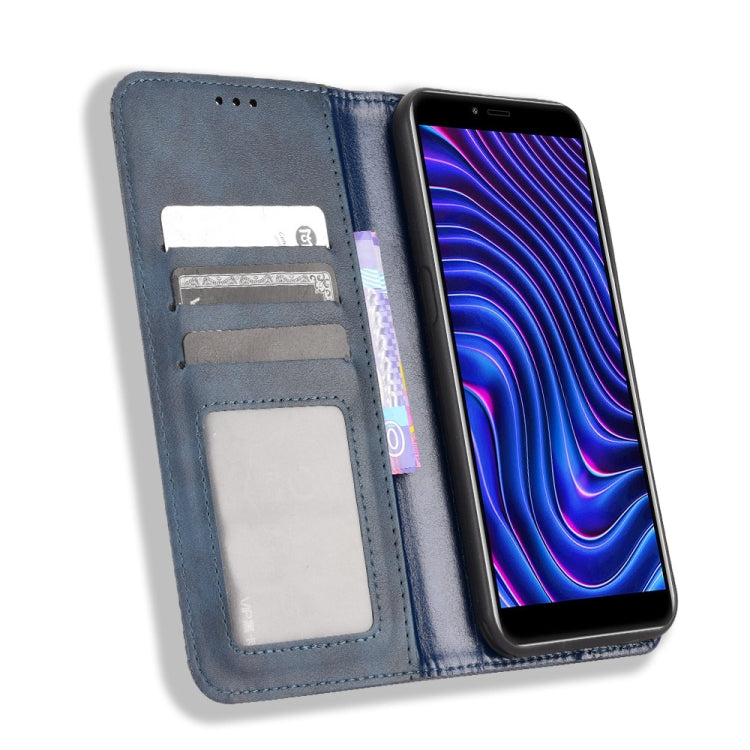 For BLU C5 Max 2022 Magnetic Buckle Retro Texture Leather Phone Case