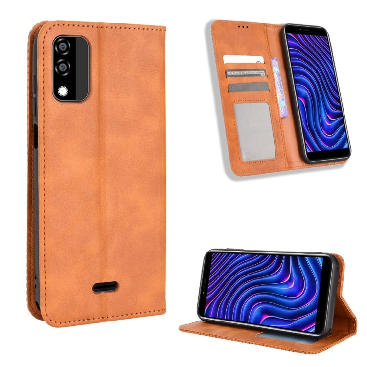 For BLU C5 Max 2022 Magnetic Buckle Retro Texture Leather Phone Case