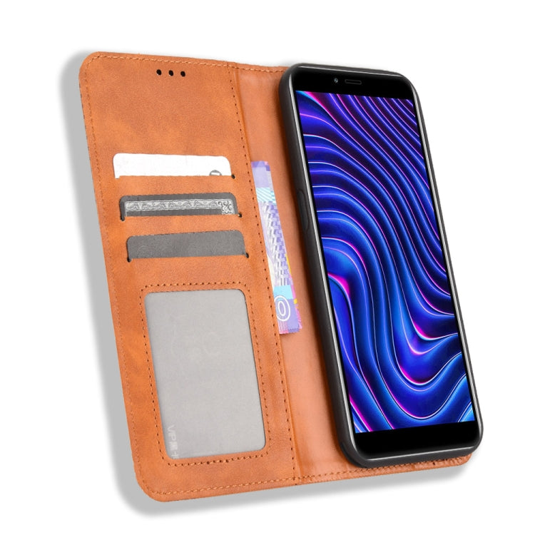 For BLU C5 Max 2022 Magnetic Buckle Retro Texture Leather Phone Case