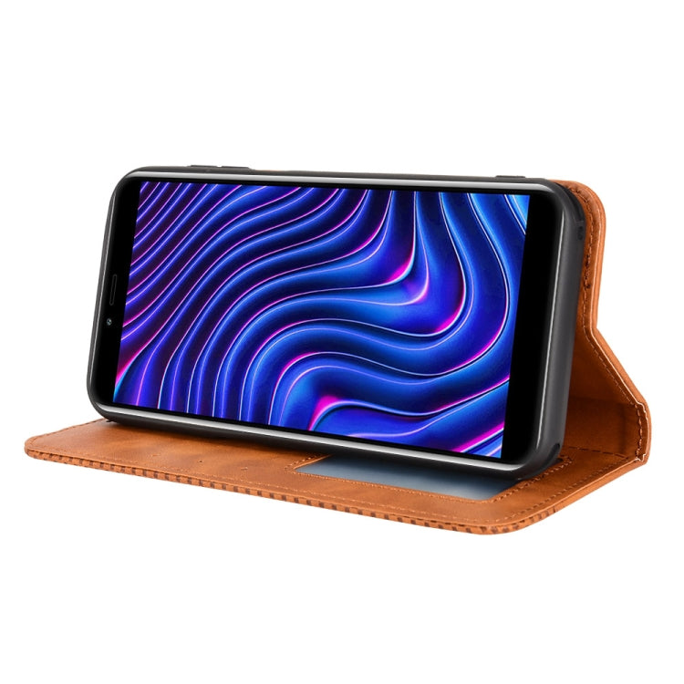 For BLU C5 Max 2022 Magnetic Buckle Retro Texture Leather Phone Case
