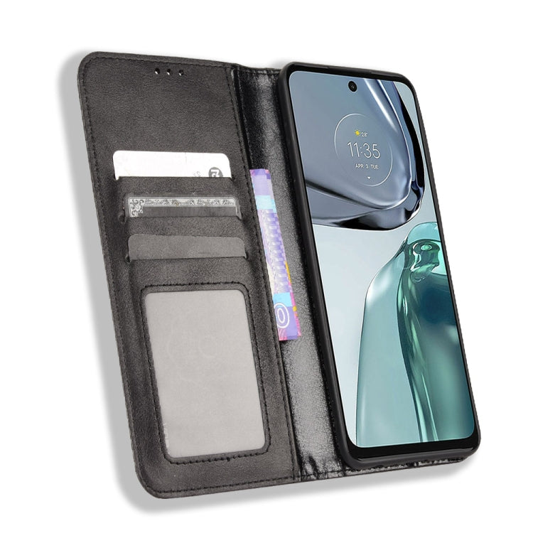 For Motorola Moto G62 5G Magnetic Buckle Retro Texture Leather Phone Case