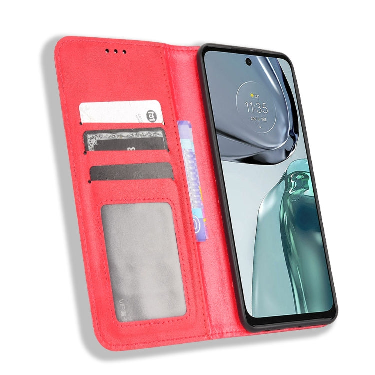 For Motorola Moto G62 5G Magnetic Buckle Retro Texture Leather Phone Case