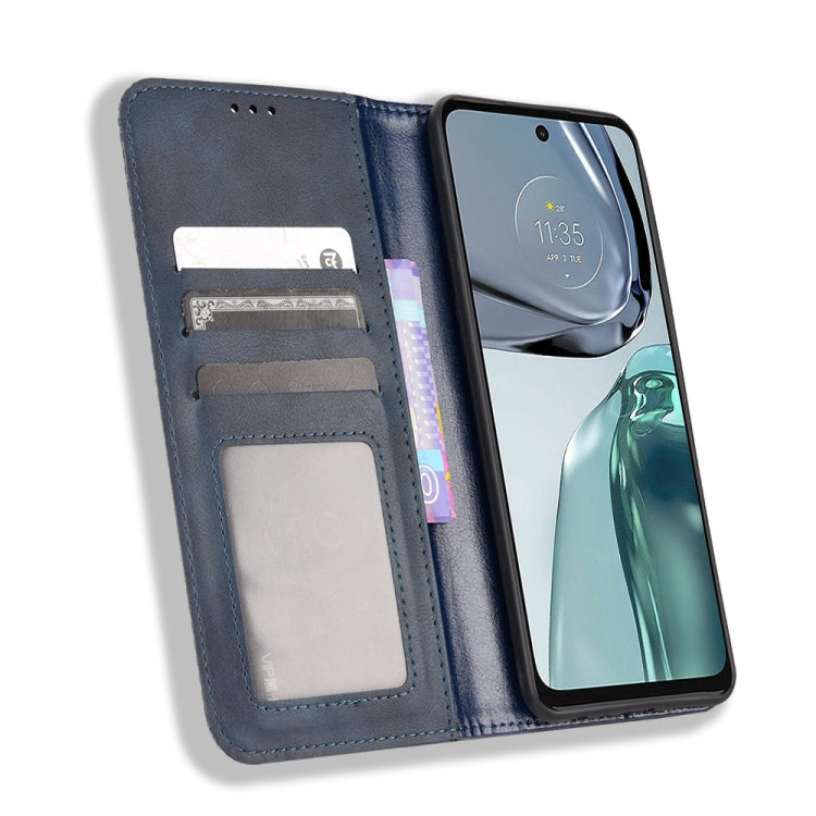 For Motorola Moto G62 5G Magnetic Buckle Retro Texture Leather Phone Case