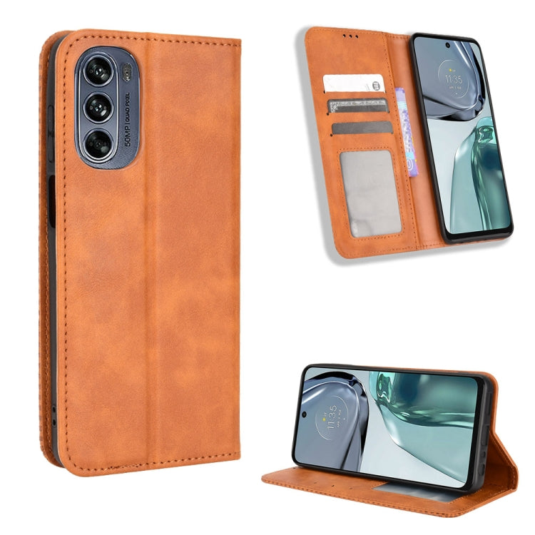 For Motorola Moto G62 5G Magnetic Buckle Retro Texture Leather Phone Case
