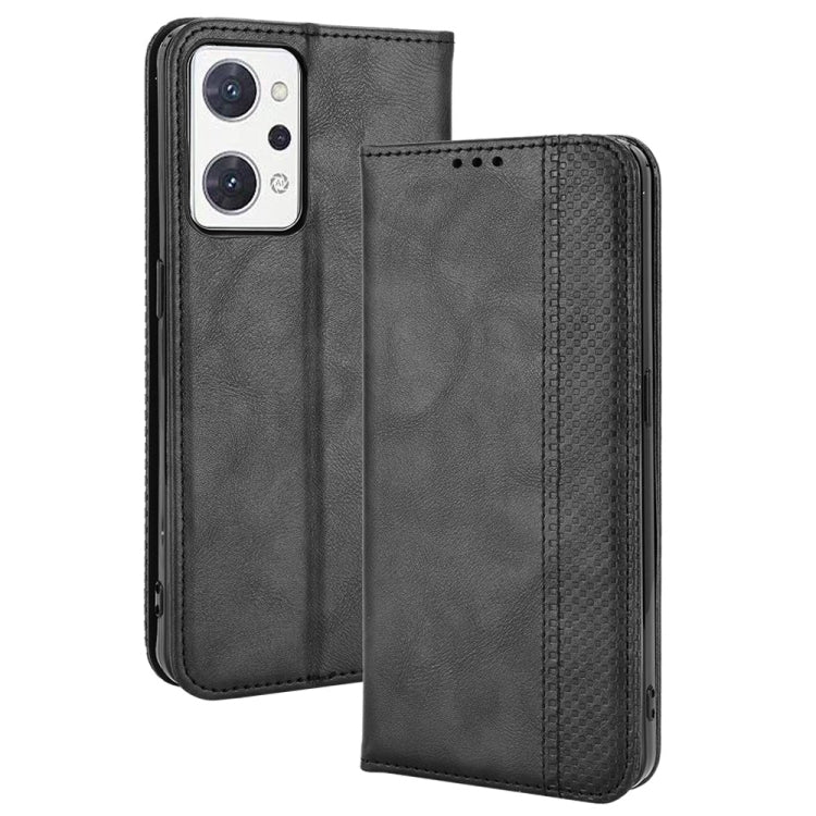 For OPPO Reno7 A Magnetic Buckle Retro Texture Leather Phone Case