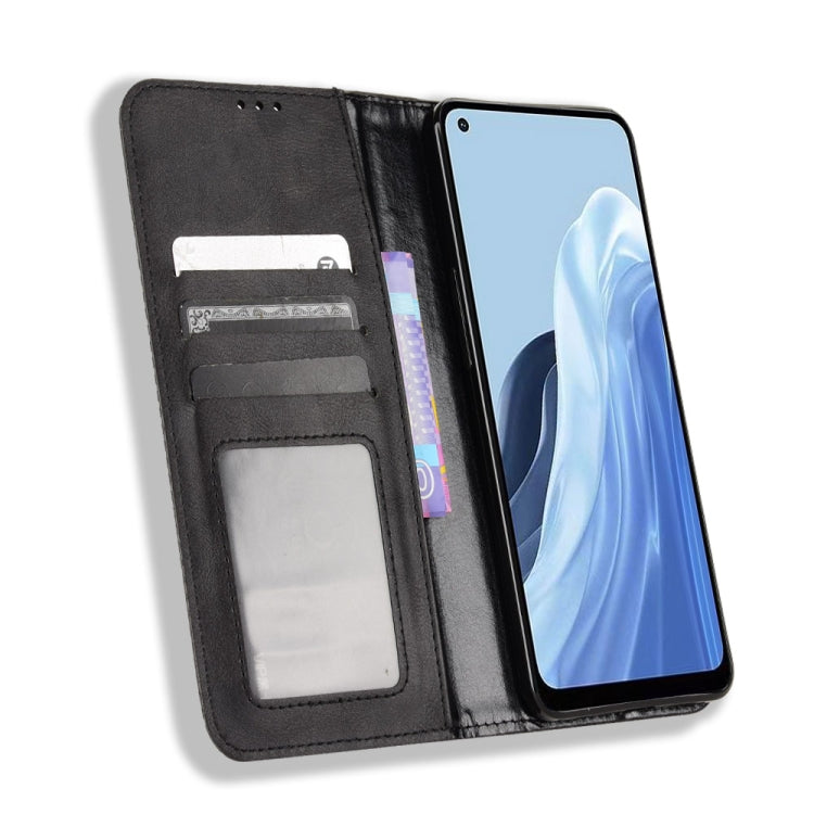 For OPPO Reno7 A Magnetic Buckle Retro Texture Leather Phone Case