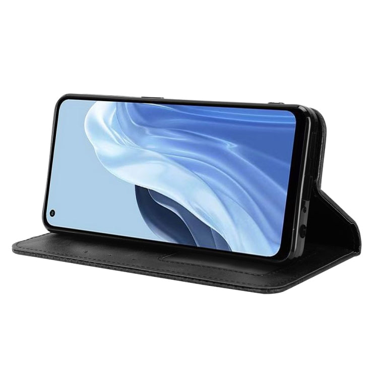 For OPPO Reno7 A Magnetic Buckle Retro Texture Leather Phone Case