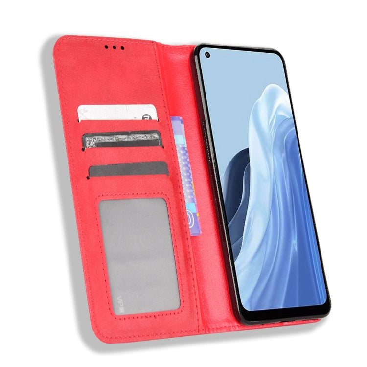 For OPPO Reno7 A Magnetic Buckle Retro Texture Leather Phone Case