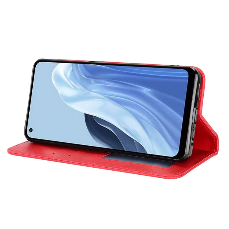 For OPPO Reno7 A Magnetic Buckle Retro Texture Leather Phone Case