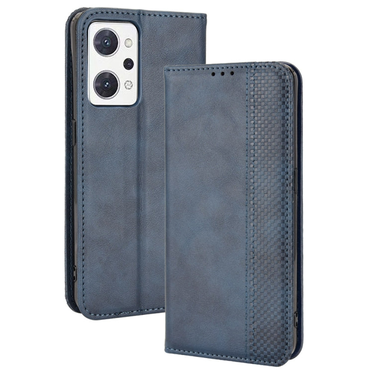For OPPO Reno7 A Magnetic Buckle Retro Texture Leather Phone Case