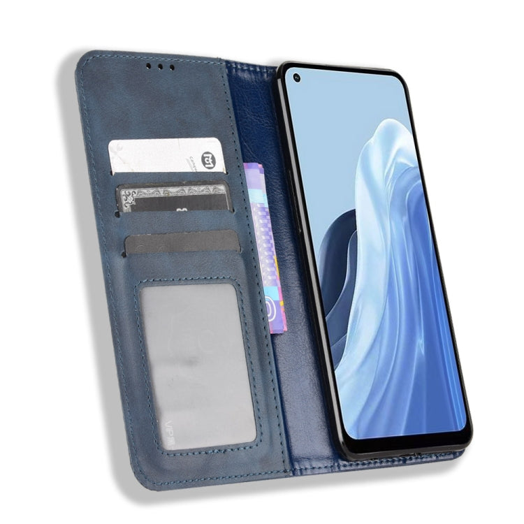 For OPPO Reno7 A Magnetic Buckle Retro Texture Leather Phone Case