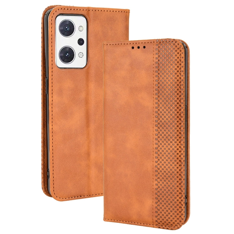 For OPPO Reno7 A Magnetic Buckle Retro Texture Leather Phone Case