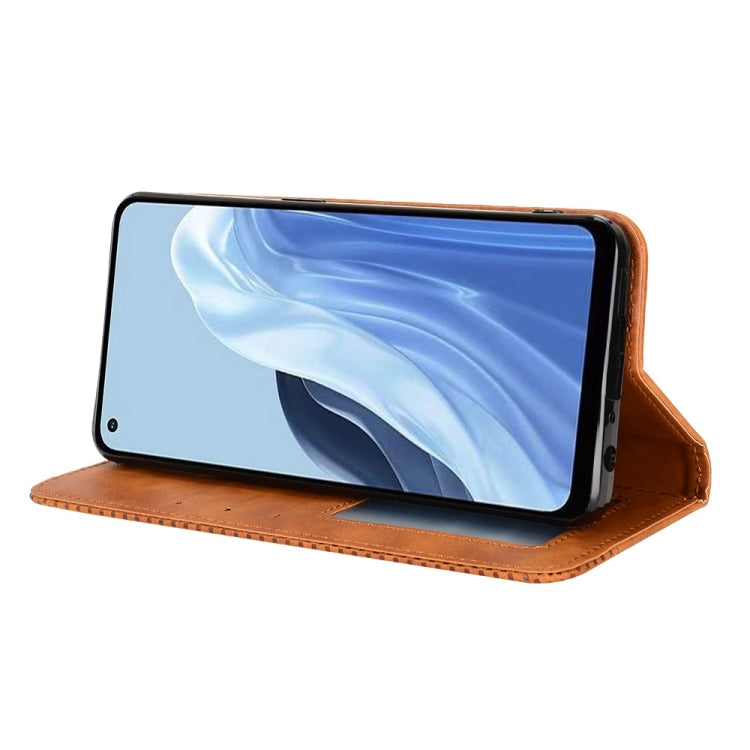 For OPPO Reno7 A Magnetic Buckle Retro Texture Leather Phone Case