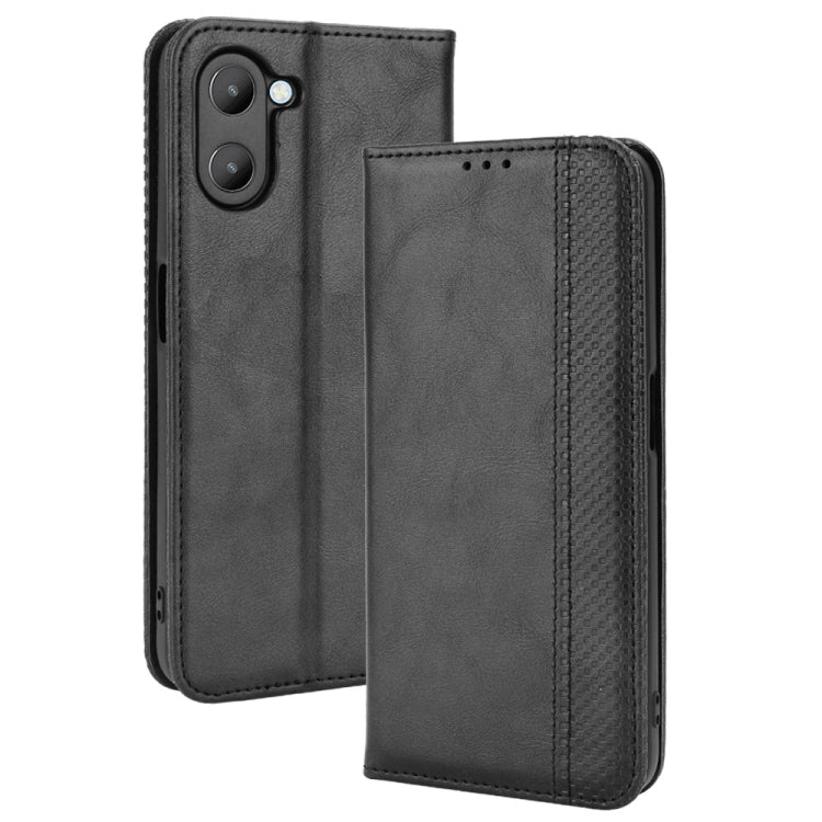 For Realme V20 5G Magnetic Buckle Retro Texture Leather Phone Case