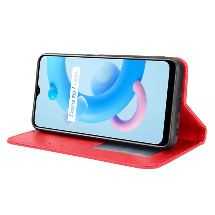 For Realme V20 5G Magnetic Buckle Retro Texture Leather Phone Case