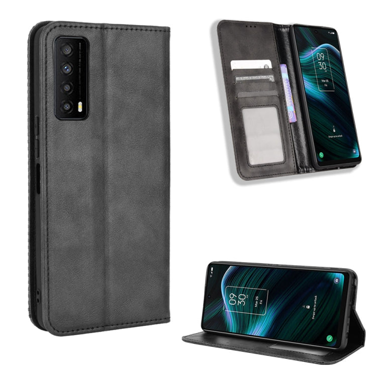 For TCL Stylus 5G Magnetic Buckle Retro Texture Leather Phone Case