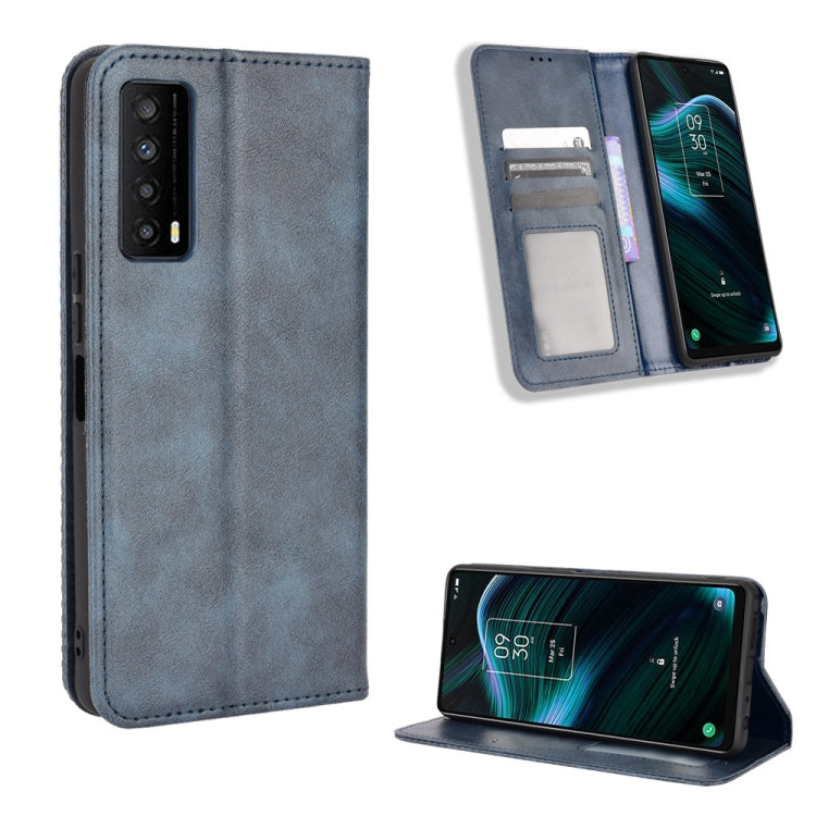 For TCL Stylus 5G Magnetic Buckle Retro Texture Leather Phone Case