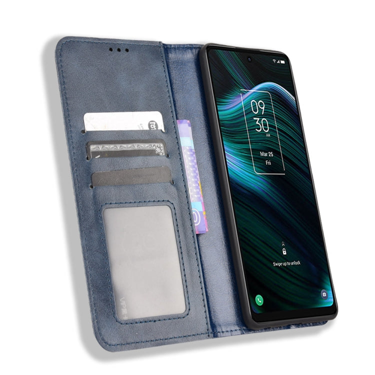 For TCL Stylus 5G Magnetic Buckle Retro Texture Leather Phone Case