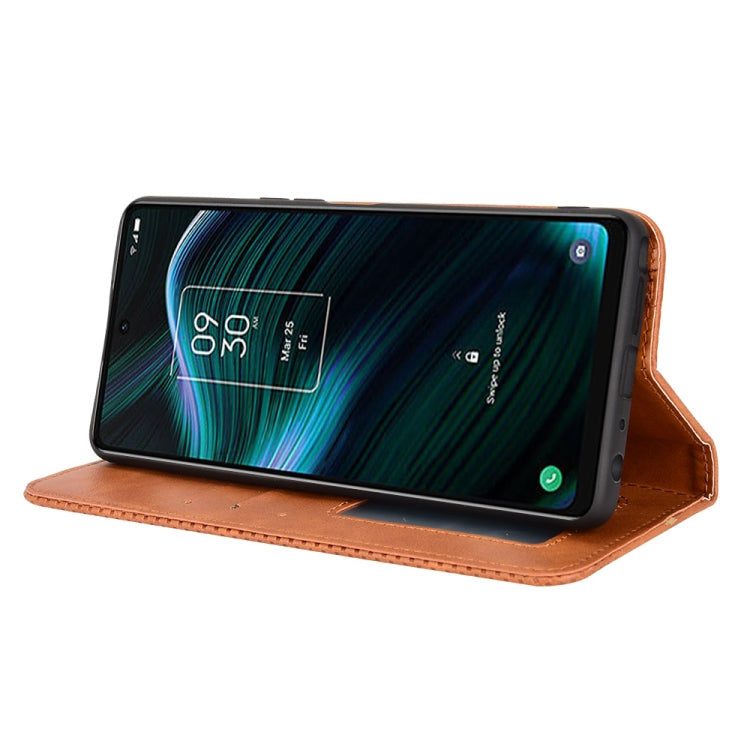 For TCL Stylus 5G Magnetic Buckle Retro Texture Leather Phone Case