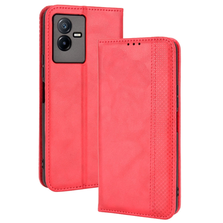 For vivo T2X 5G Magnetic Buckle Retro Texture Leather Phone Case