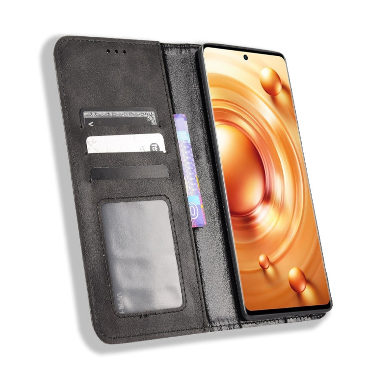 For vivo X80 Pro 5G Magnetic Buckle Retro Texture Leather Phone Case