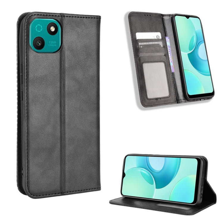 For Wiko T10 Magnetic Buckle Retro Texture Leather Phone Case