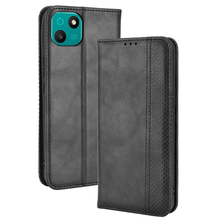 For Wiko T10 Magnetic Buckle Retro Texture Leather Phone Case