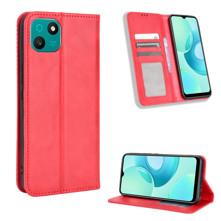 For Wiko T10 Magnetic Buckle Retro Texture Leather Phone Case