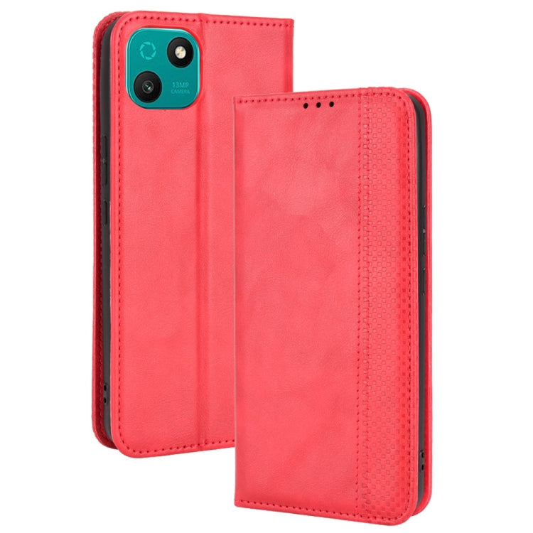 For Wiko T10 Magnetic Buckle Retro Texture Leather Phone Case