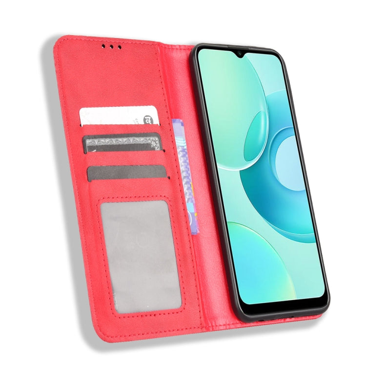 For Wiko T10 Magnetic Buckle Retro Texture Leather Phone Case