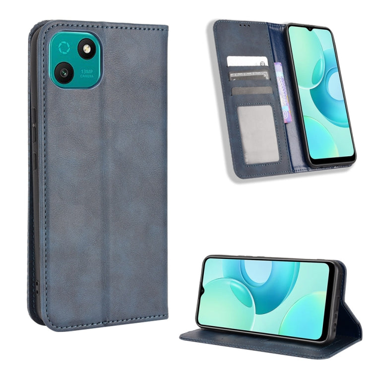 For Wiko T10 Magnetic Buckle Retro Texture Leather Phone Case