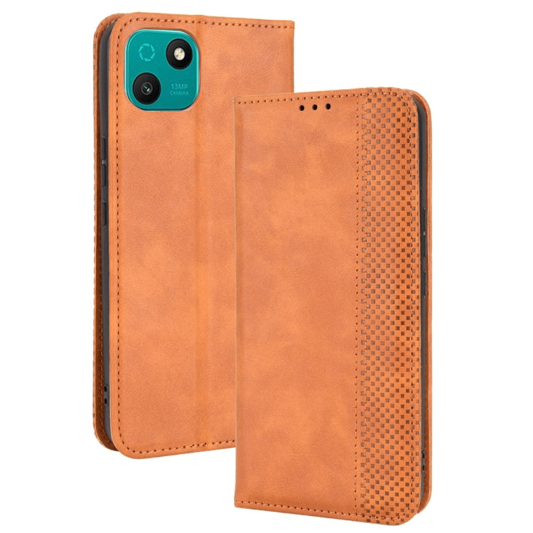 For Wiko T10 Magnetic Buckle Retro Texture Leather Phone Case