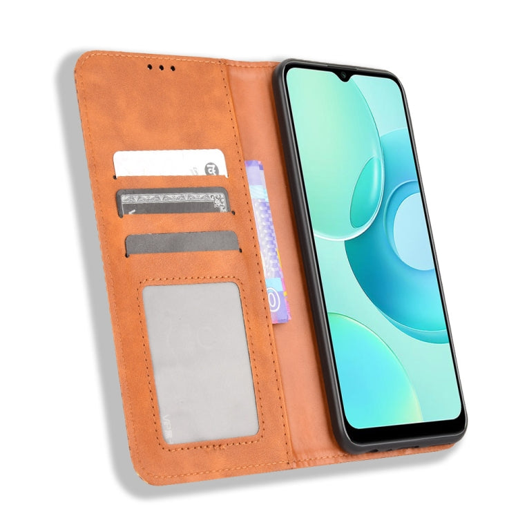 For Wiko T10 Magnetic Buckle Retro Texture Leather Phone Case