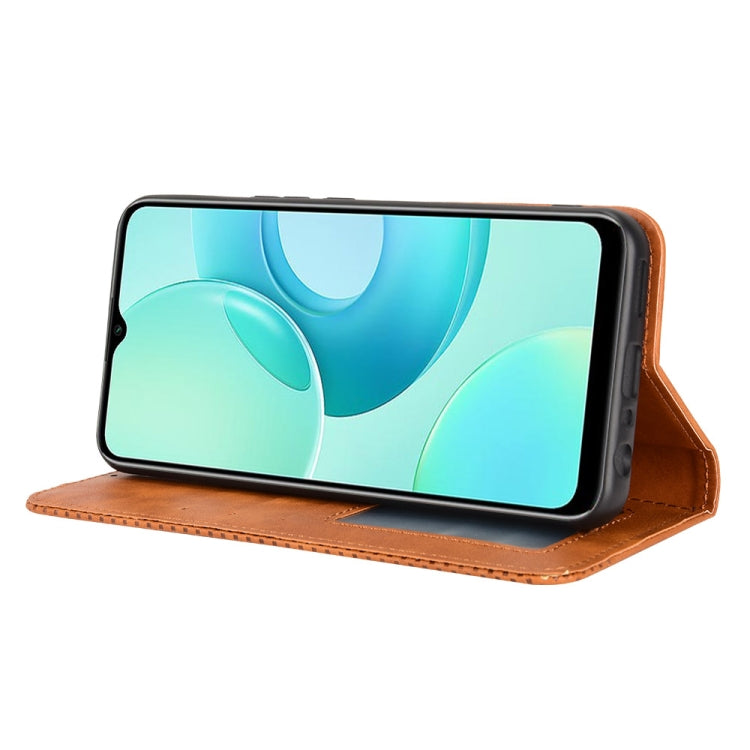 For Wiko T10 Magnetic Buckle Retro Texture Leather Phone Case