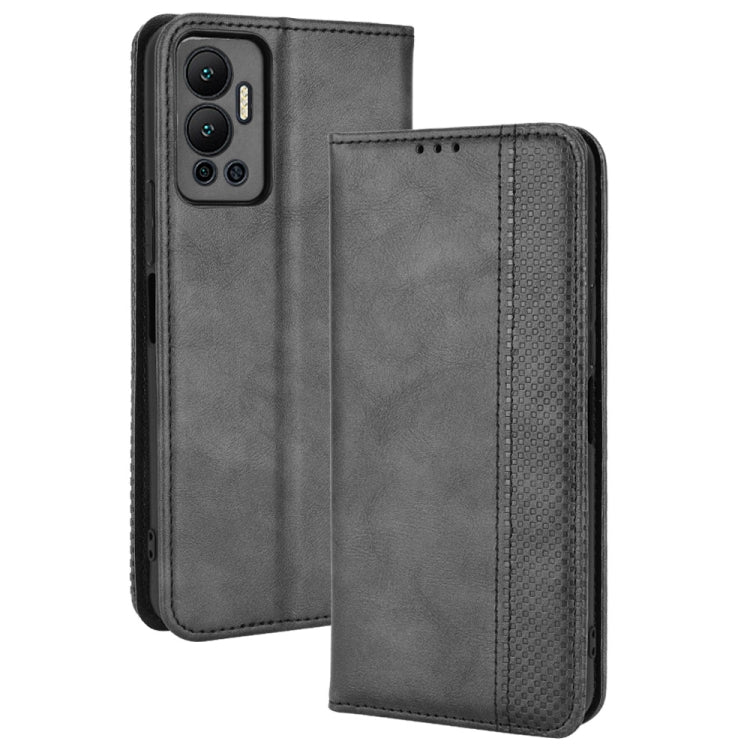 For Infinix Hot 12 Magnetic Buckle Retro Texture Leather Phone Case