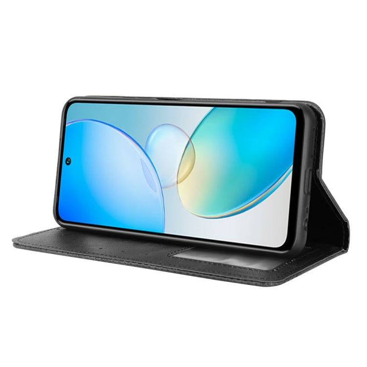 For Infinix Hot 12 Magnetic Buckle Retro Texture Leather Phone Case